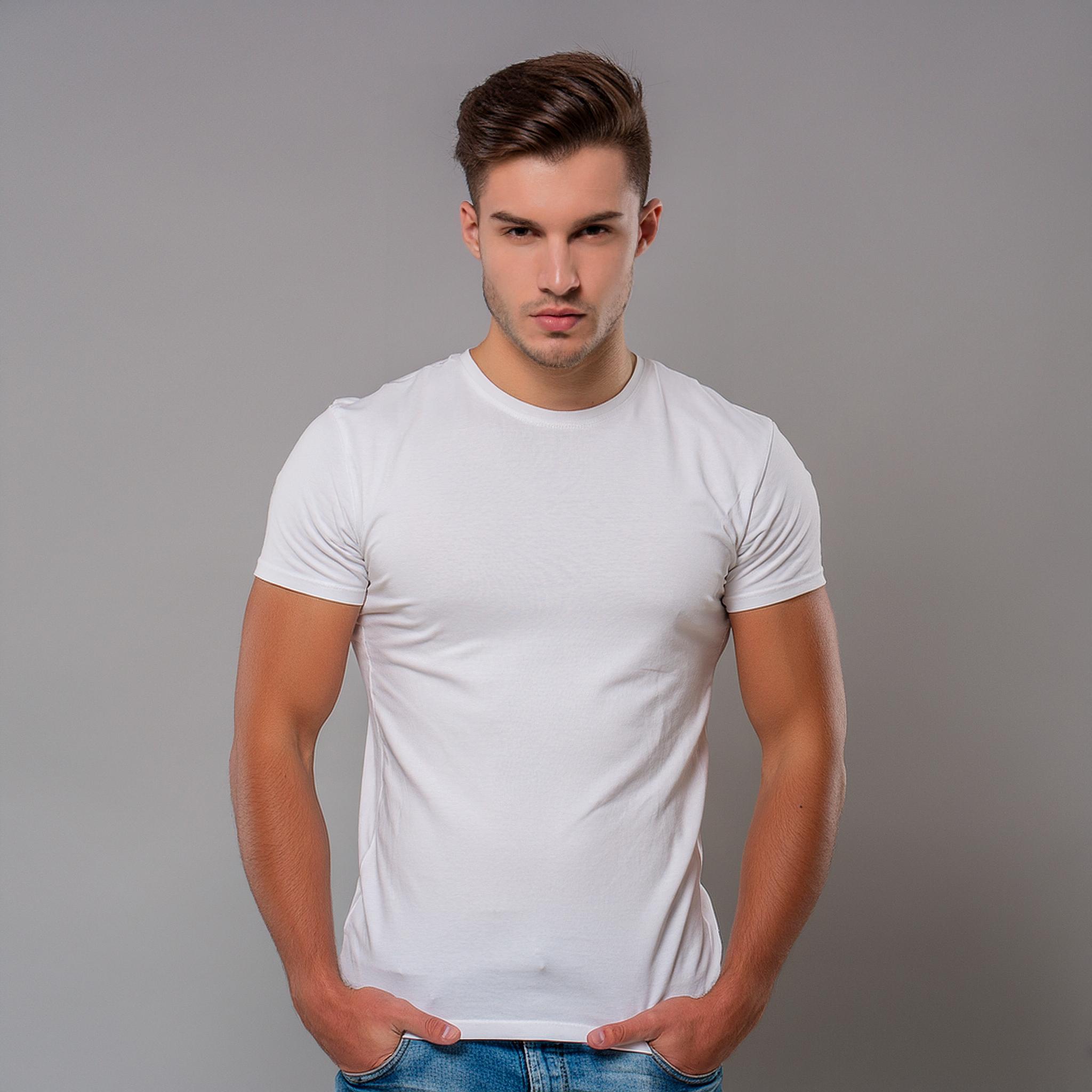 Erkek %100 Pamuklu T-Shirt (0 yaka) kısa kollu / E01