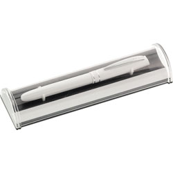 Metal Kalem Beyaz - Kutulu -  Lazer kazıma baskı